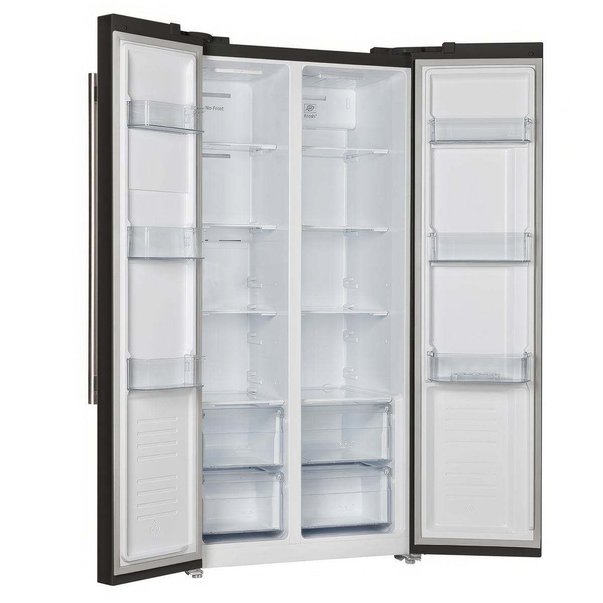 Forno Salerno 33-Inch French Door Refrigerator, 15.6 Cu. Ft., Black with Antique Brass Handles (Model FFRBI1805-33BLK)