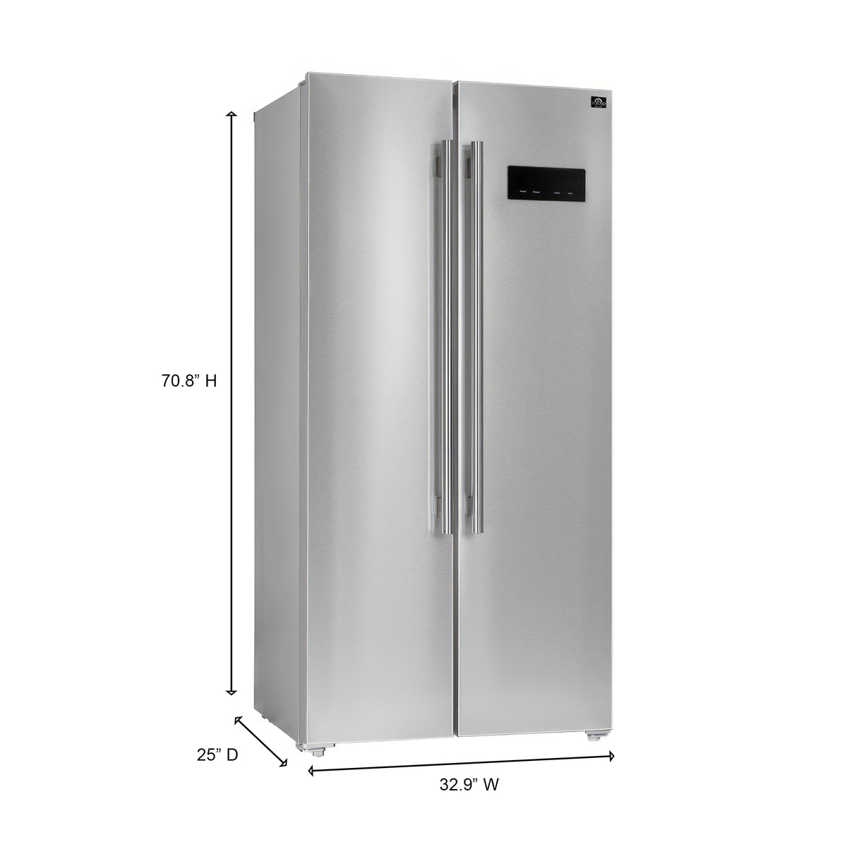 Forno Salerno 33-Inch Side-by-Side Built-In Refrigerator, 15.6 Cu. Ft., Stainless Steel (FFRBI1805-33SB)
