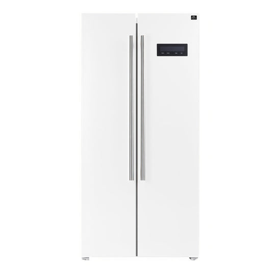 Forno Salerno 33" Bottom Freezer Refrigerator, 15.6 Cu. Ft., White with Stainless Steel Handles (FFRBI1805-33WHT)