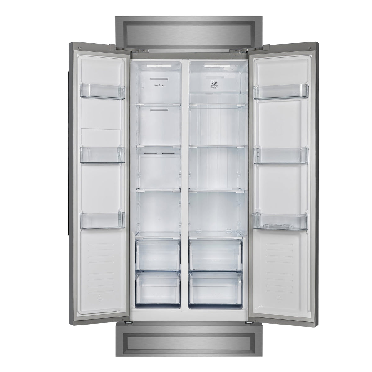 FORNO Salerno 37-Inch Built-In Side-by-Side Refrigerator, 15.6 cu ft, Stainless Steel, with Modern Trim Kit (FFRBI1805-37MG)