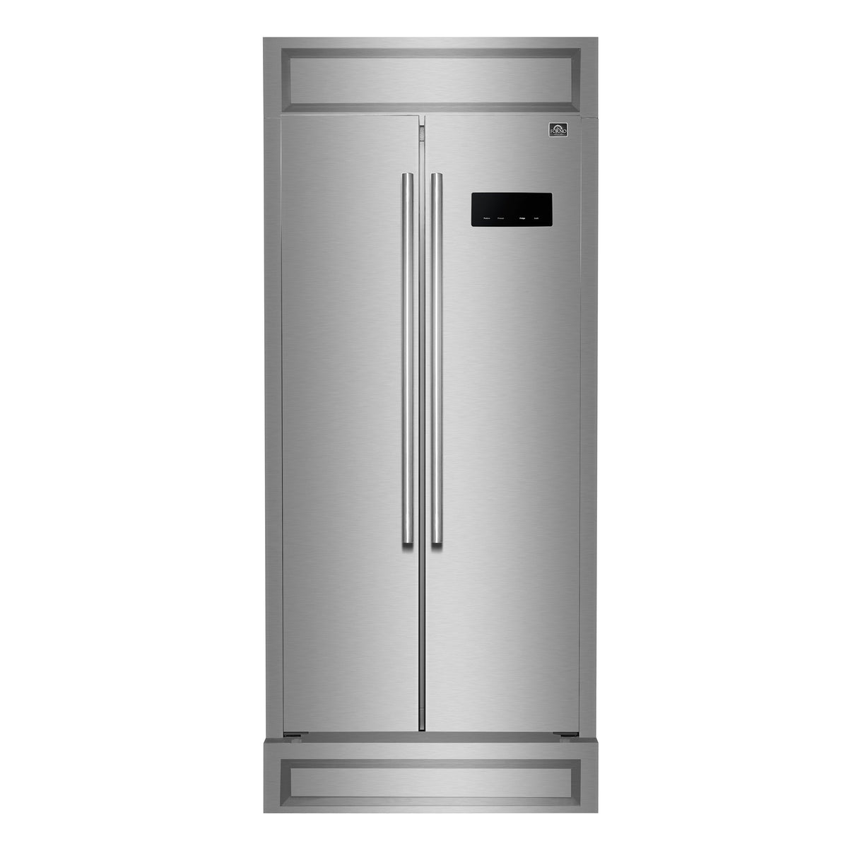 FORNO Salerno 37-Inch Built-In Side-by-Side Refrigerator, 15.6 cu ft, Stainless Steel, with Modern Trim Kit (FFRBI1805-37MG)