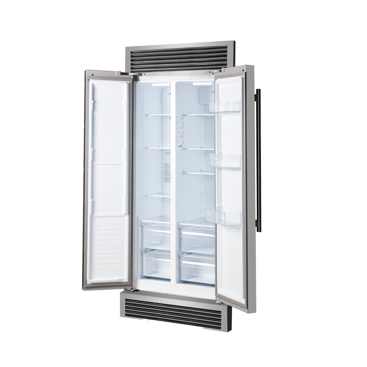 Forno Salerno 37-Inch Side-by-Side Built-In Refrigerator, 15.6 Cu. Ft., Stainless Steel with Grill Trim Kit (Model FFRBI1805-37SG)