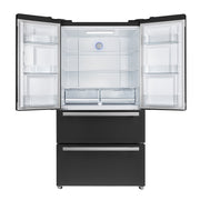 Forno Espresso Moena 36-Inch Counter-Depth French Door Refrigerator, 19.2 Cu. Ft., Black, with Ice Maker and Stainless Steel Handles (FFRBI1820-36BLK)