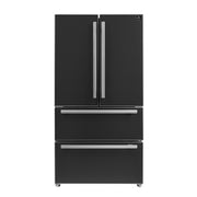 Forno Espresso Moena 36-Inch Counter-Depth French Door Refrigerator, 19.2 Cu. Ft., Black, with Ice Maker and Stainless Steel Handles (FFRBI1820-36BLK)