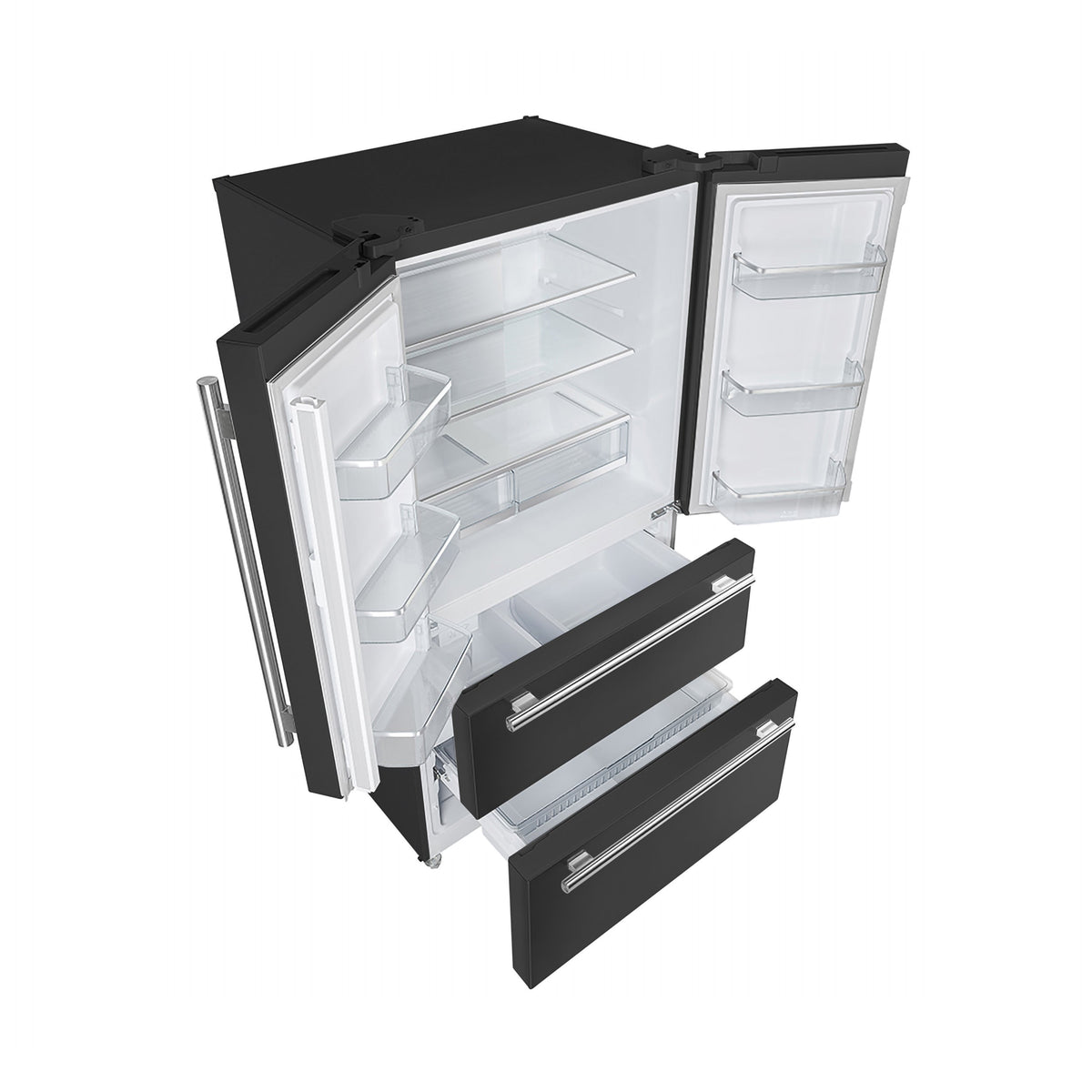 Forno Espresso Moena 36-Inch Counter-Depth French Door Refrigerator, 19.2 Cu. Ft., Black, with Ice Maker and Stainless Steel Handles (FFRBI1820-36BLK)