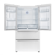 Forno Espresso Moena 36 in Counter-Depth French Door Refrigerator, 19.2 cu ft, White, with Ice Maker and Stainless Steel Handles (FFRBI1820-36WHT)