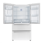 Forno Moena 36-Inch Counter-Depth Refrigerator with Ice Maker, 19.2 Cu. Ft., White with Antique Brass Handles (FFRBI1820-36WHT)