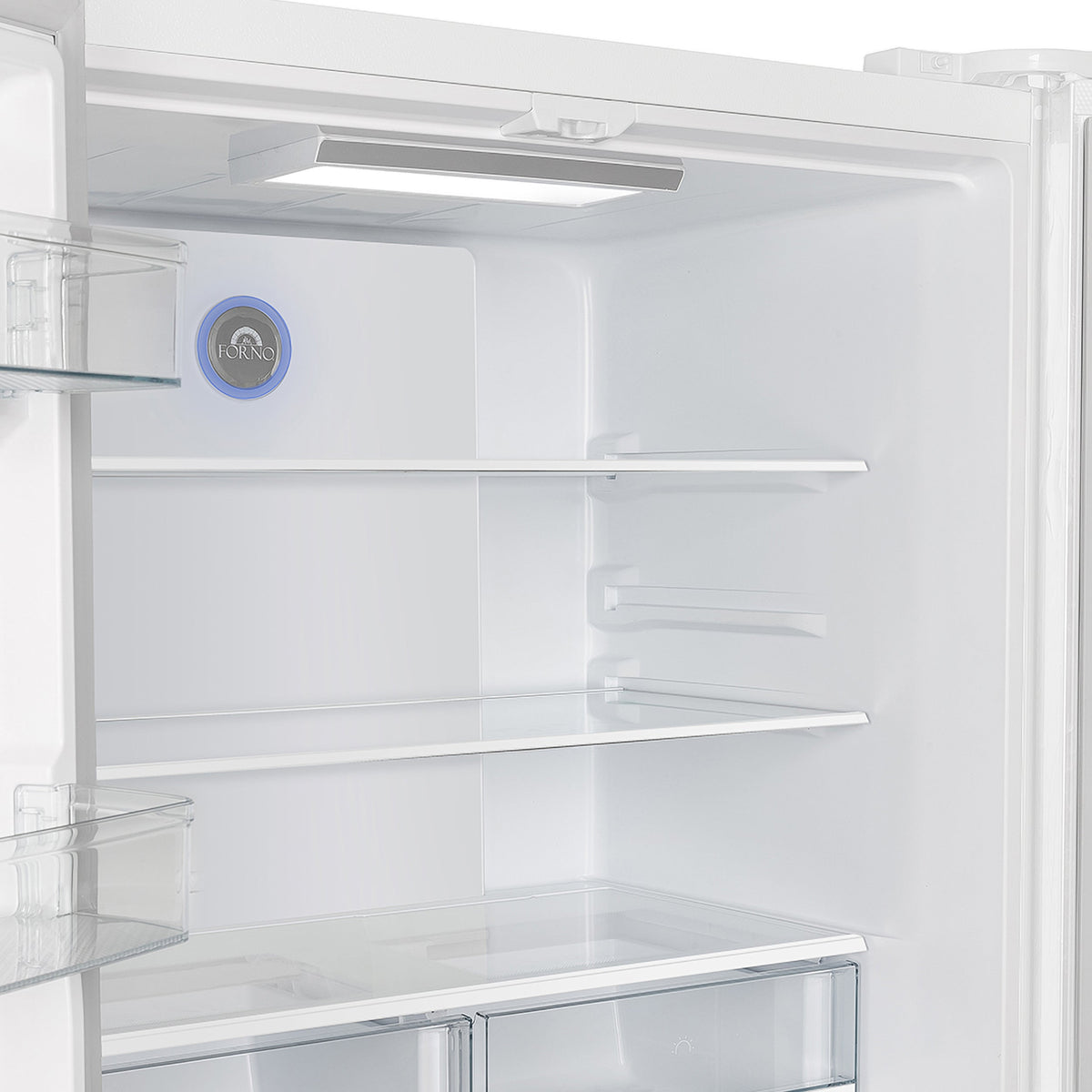 Forno Moena 36-Inch Counter-Depth Refrigerator with Ice Maker, 19.2 Cu. Ft., White with Antique Brass Handles (FFRBI1820-36WHT)