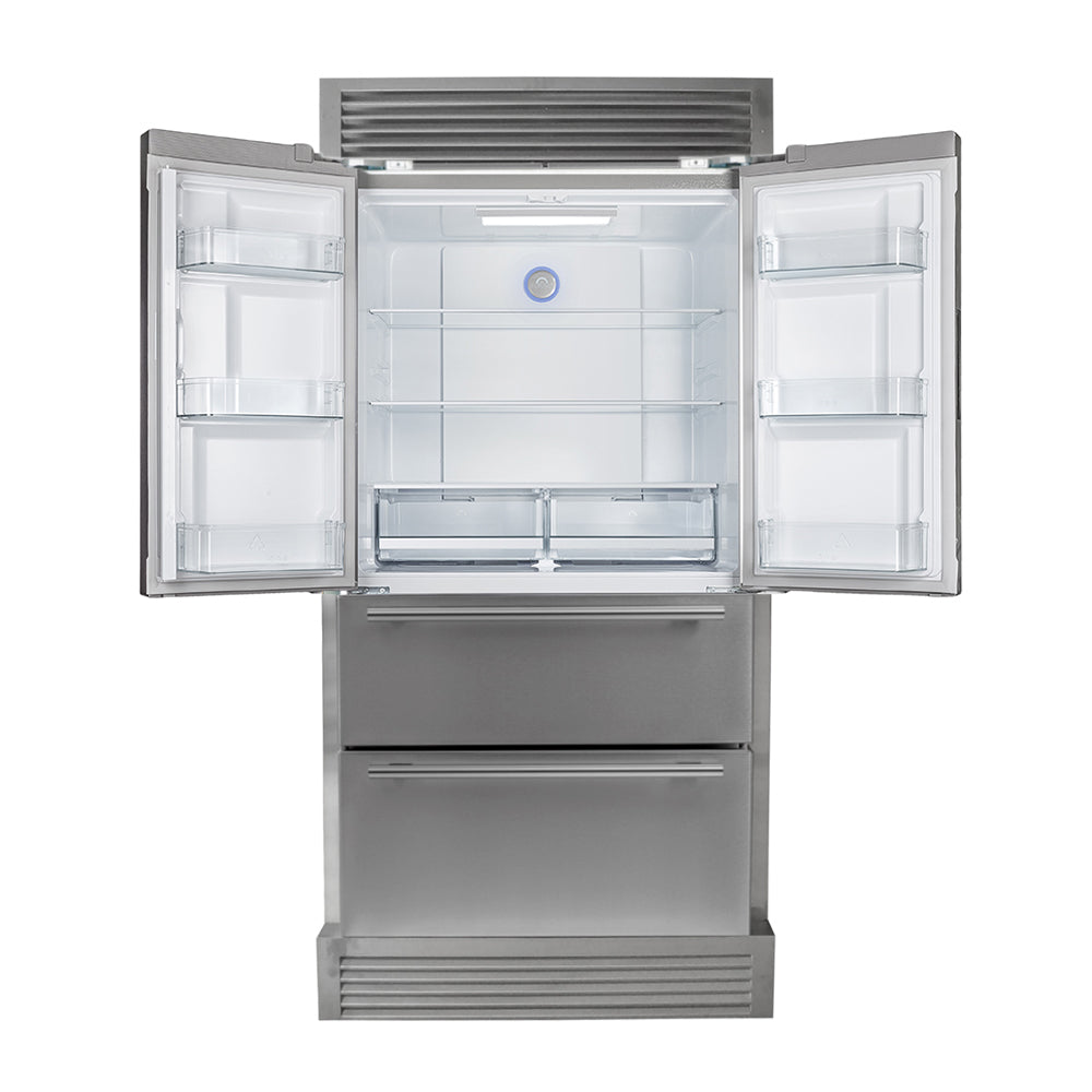 Forno Moena 40-Inch Built-In French Door Refrigerator, 19.2 cu ft, Stainless Steel, Ice Maker, Trim Kit (FFRBI1820-40SG)