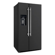 Forno Salerno 36-Inch Side-by-Side Refrigerator, 20 cu. ft., Water & Ice Dispenser, Black with Stainless Steel Handles, FFRBI1844-36BLK