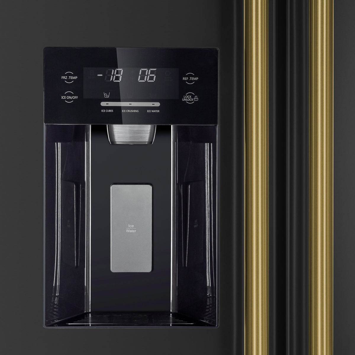 Forno Salerno 36-Inch Side-by-Side Refrigerator, 20 cu. ft., Black, Water & Ice Dispenser, Antique Brass Handles (FFRBI1844-36BLK)