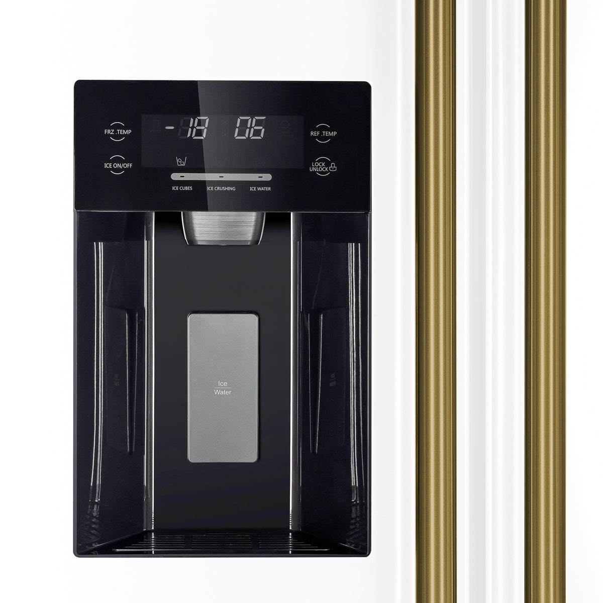 FORNO Salerno 36-Inch Side-by-Side Refrigerator, 20 Cu. Ft., Water and Ice Dispenser, White with Antique Brass Handles (Model FFRBI1844-36WHT)