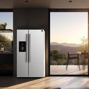 Forno Salerno 36" Side-by-Side Refrigerator, 20 cu. ft., White, External Water & Ice Dispenser, Stainless Steel Handles, FFRBI1844-36WHT