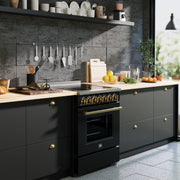 Forno Paolo 30-Inch Freestanding Electric Range, 4.38 cu. ft. Oven Capacity, Black with Antique Brass Handles (Model FFSEL6011-30BLK)