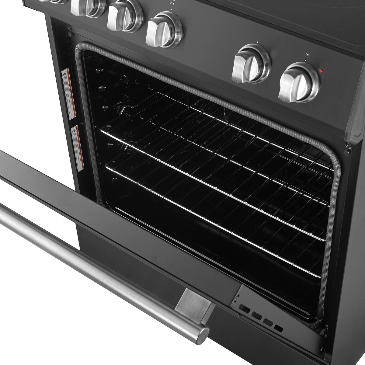 Forno Leonardo Espresso 30-Inch Freestanding Electric Range, 5.0 cu. ft., Black with Stainless Steel Handles (Model FFSEL6012-30BLK)