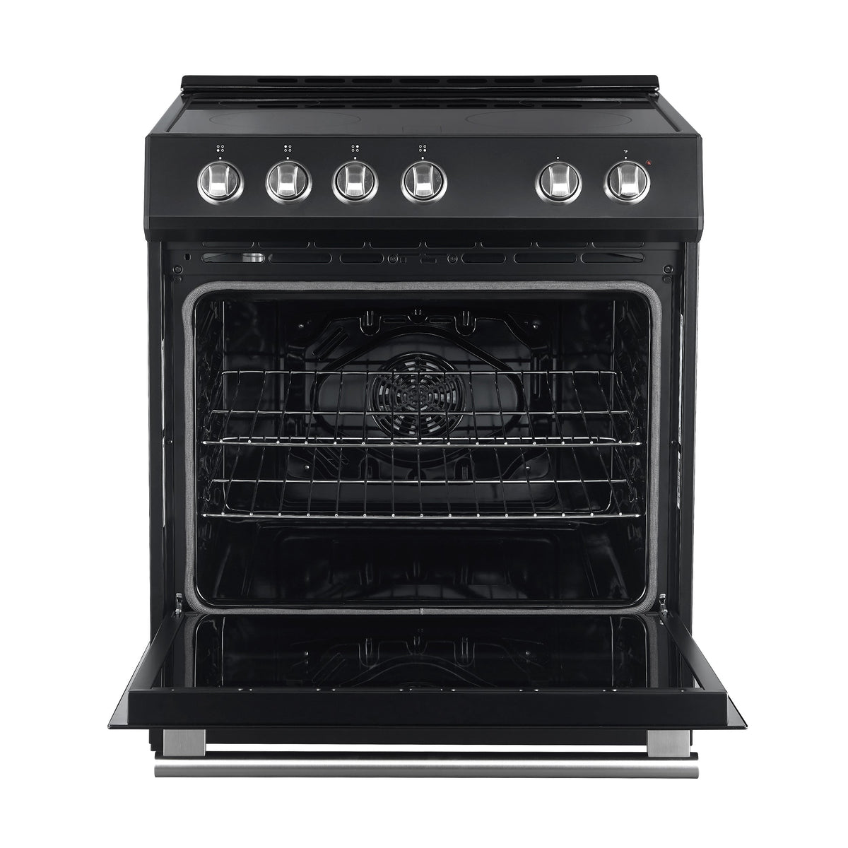 Forno Leonardo Espresso 30-Inch Freestanding Electric Range, 5.0 cu. ft., Black with Stainless Steel Handles (Model FFSEL6012-30BLK)