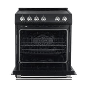 Forno Leonardo Espresso 30-Inch Freestanding Electric Range, 5.0 cu. ft., Black with Stainless Steel Handles (Model FFSEL6012-30BLK)