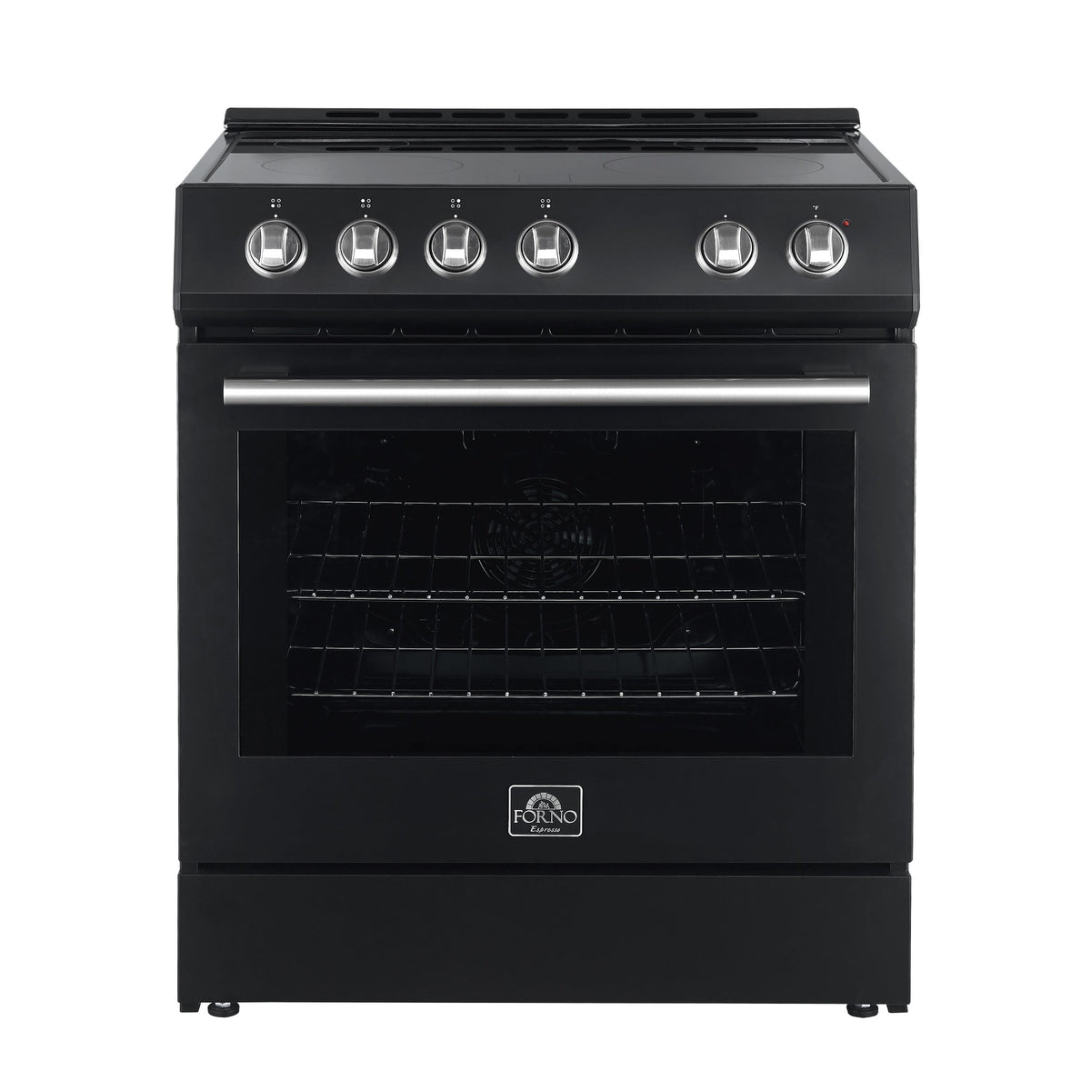 Forno Leonardo Espresso 30-Inch Freestanding Electric Range, 5.0 cu. ft., Black with Stainless Steel Handles (Model FFSEL6012-30BLK)