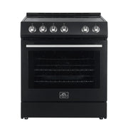 Forno Leonardo Espresso 30-Inch Freestanding Electric Range, 5.0 cu. ft., Black with Stainless Steel Handles (Model FFSEL6012-30BLK)