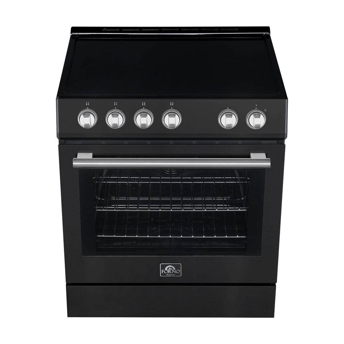 Forno Leonardo Espresso 30-Inch Freestanding Electric Range, 5.0 cu. ft., Black with Stainless Steel Handles (Model FFSEL6012-30BLK)