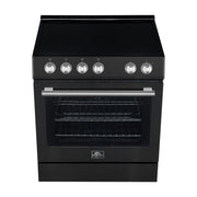Forno Leonardo Espresso 30-Inch Freestanding Electric Range, 5.0 cu. ft., Black with Stainless Steel Handles (Model FFSEL6012-30BLK)