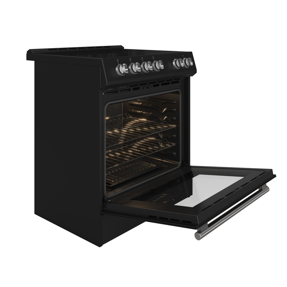Forno Leonardo Espresso 30-Inch Freestanding Electric Range, 5.0 cu. ft., Black with Stainless Steel Handles (Model FFSEL6012-30BLK)