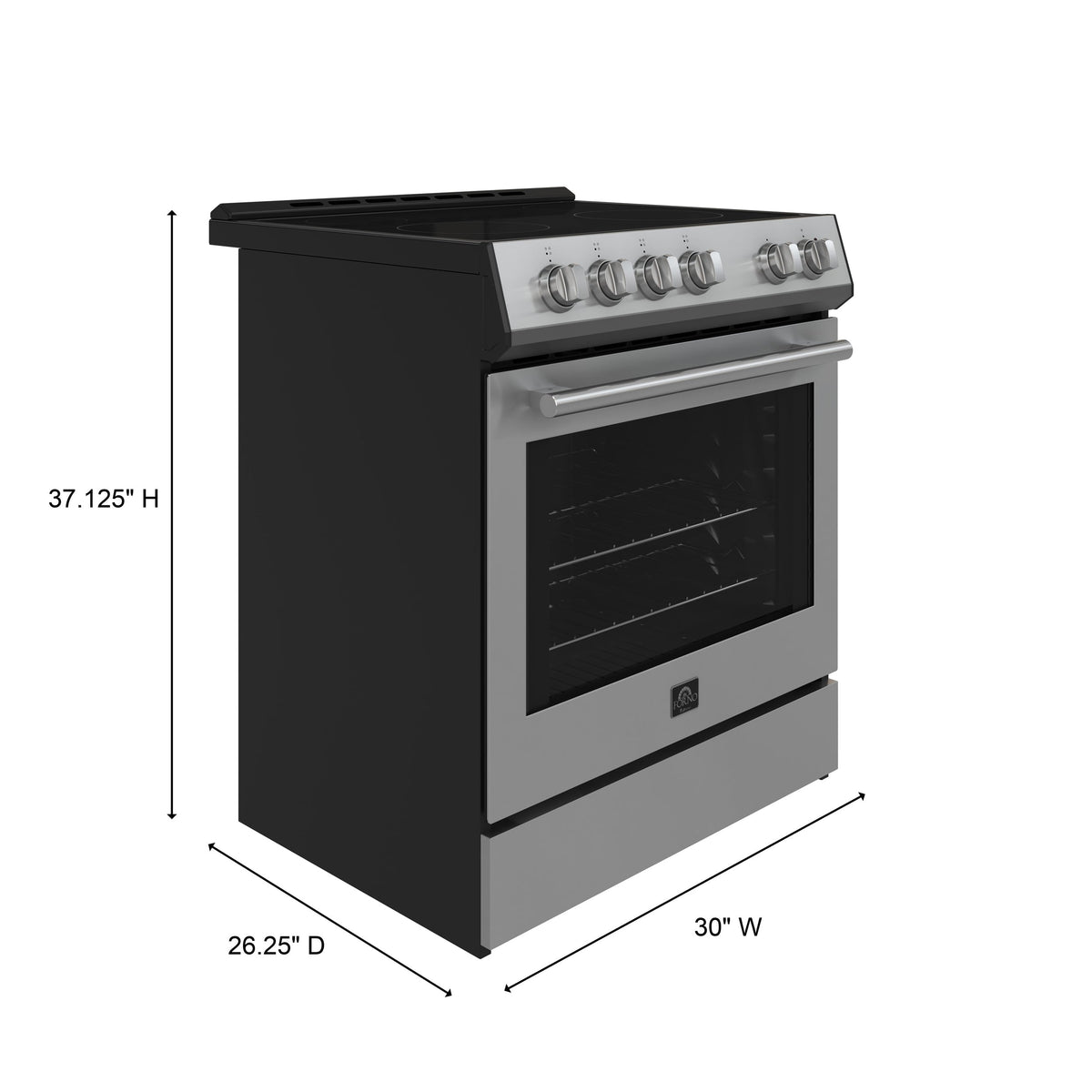 Forno Leonardo 30 in. Freestanding Electric Range, 5.0 cu. ft., Stainless Steel (FFSEL6012-30)