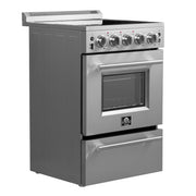 FORNO Loiano 24 in. 2.3 cu. ft. Freestanding Electric Range with 4 Radiant Elements, Storage Drawer, Air Fryer Kit, Stainless Steel (FFSEL6069-24)