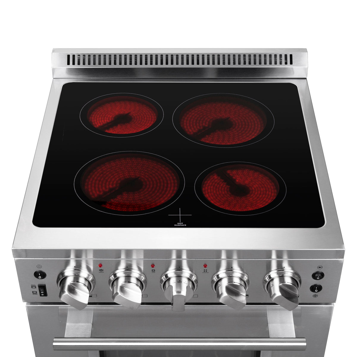 FORNO Loiano 24 in. 2.3 cu. ft. Freestanding Electric Range with 4 Radiant Elements, Storage Drawer, Air Fryer Kit, Stainless Steel (FFSEL6069-24)