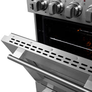 FORNO Loiano 24 in. 2.3 cu. ft. Freestanding Electric Range with 4 Radiant Elements, Storage Drawer, Air Fryer Kit, Stainless Steel (FFSEL6069-24)
