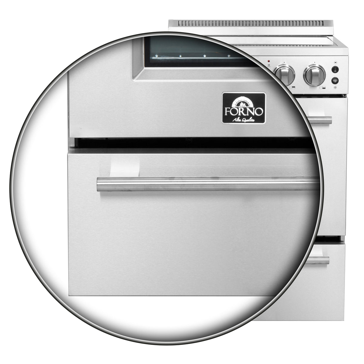 FORNO Loiano 24 in. 2.3 cu. ft. Freestanding Electric Range with 4 Radiant Elements, Storage Drawer, Air Fryer Kit, Stainless Steel (FFSEL6069-24)