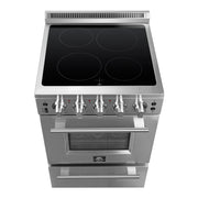 FORNO Loiano 24 in. 2.3 cu. ft. Freestanding Electric Range with 4 Radiant Elements, Storage Drawer, Air Fryer Kit, Stainless Steel (FFSEL6069-24)