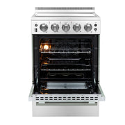 FORNO Loiano 24 in. 2.3 cu. ft. Freestanding Electric Range with 4 Radiant Elements, Storage Drawer, Air Fryer Kit, Stainless Steel (FFSEL6069-24)