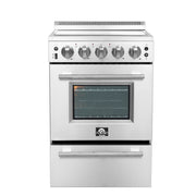 FORNO Loiano 24 in. 2.3 cu. ft. Freestanding Electric Range with 4 Radiant Elements, Storage Drawer, Air Fryer Kit, Stainless Steel (FFSEL6069-24)