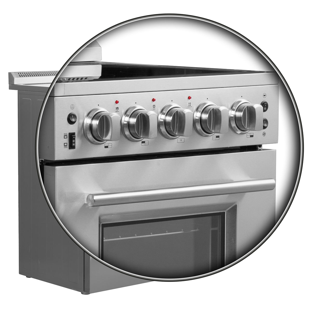 FORNO Loiano 24 in. 2.3 cu. ft. Freestanding Electric Range with 4 Radiant Elements, Storage Drawer, Air Fryer Kit, Stainless Steel (FFSEL6069-24)