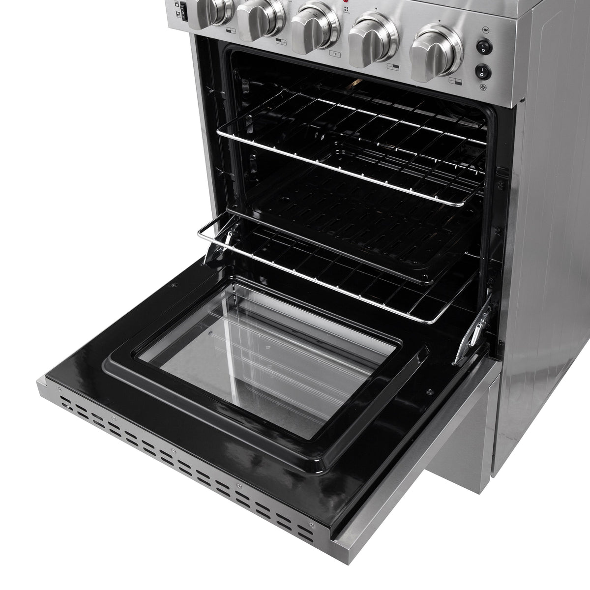 FORNO Loiano 24 in. 2.3 cu. ft. Freestanding Electric Range with 4 Radiant Elements, Storage Drawer, Air Fryer Kit, Stainless Steel (FFSEL6069-24)