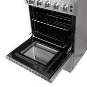 FORNO Loiano 24 in. 2.3 cu. ft. Freestanding Electric Range with 4 Radiant Elements, Storage Drawer, Air Fryer Kit, Stainless Steel (FFSEL6069-24)