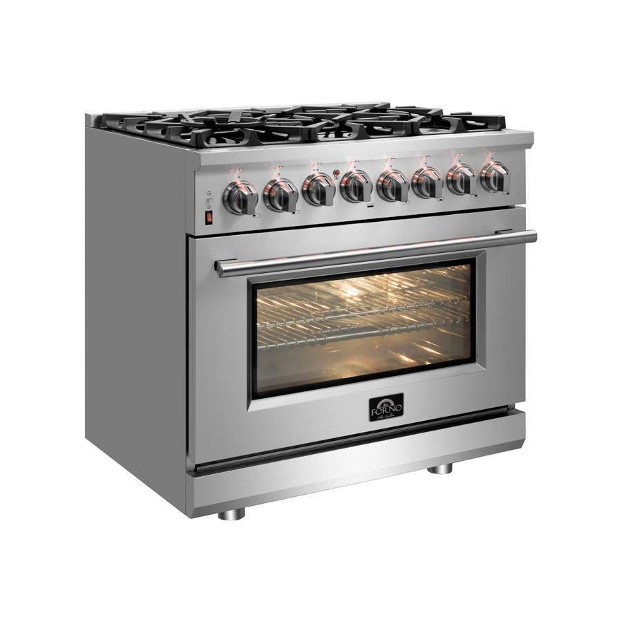 Forno Massimo 30 in. Freestanding Dual Fuel Range, 4.32 cu. ft. Oven, 5 Sealed Burners, White with Antique Brass Accents (Model FFSGS6125-30)
