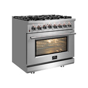Forno Massimo 30 in. Freestanding Dual Fuel Range, 4.32 cu. ft. Oven, 5 Sealed Burners, White with Antique Brass Accents (Model FFSGS6125-30)
