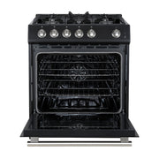 Forno Espresso Leonardo 30-Inch Freestanding Gas Range, 5.0 cu. ft., Black with Stainless Steel Handles (Model FFSGS1116-30BLK)