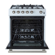 Forno Espresso Leonardo 30-Inch Freestanding Gas Range, 5.0 cu. ft., White with Stainless Steel Handles (Model FFSGS1116-30WHT)