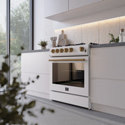 Forno Espresso Leonardo 30-Inch Freestanding Gas Range, 5.0 cu. ft., White with Stainless Steel Handles (Model FFSGS1116-30WHT)