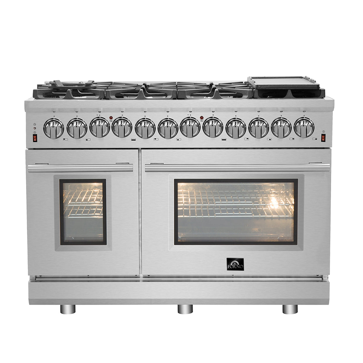 Forno Massimo 48 in. Freestanding Dual Fuel Range with 8 Sealed Burners, 6.58 cu. ft. Oven, Stainless Steel (FFSGS6125-48)