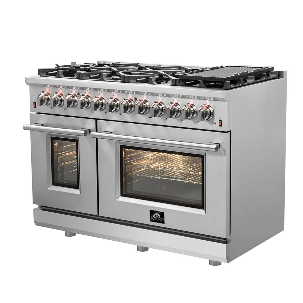 Forno Massimo 48 in. Freestanding Dual Fuel Range with 8 Sealed Burners, 6.58 cu. ft. Oven, Stainless Steel (FFSGS6125-48)