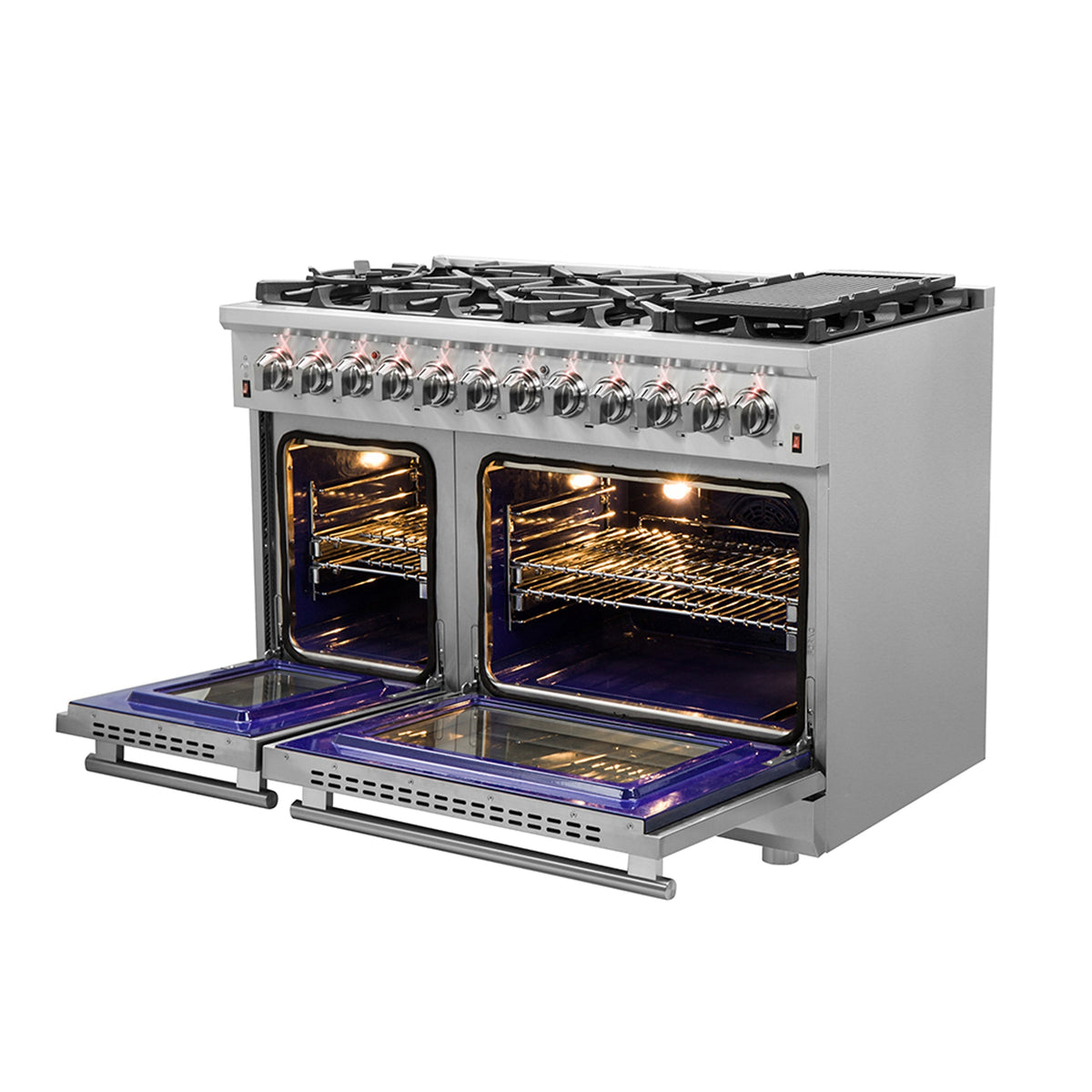 Forno Massimo 48 in. Freestanding Dual Fuel Range with 8 Sealed Burners, 6.58 cu. ft. Oven, Stainless Steel (FFSGS6125-48)