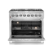 FORNO Galiano 36 in. Dual Fuel Freestanding Range, 5.36 cu. ft. Oven, 6 Sealed Gas Burners, Stainless Steel (Model FFSGS6156-36)