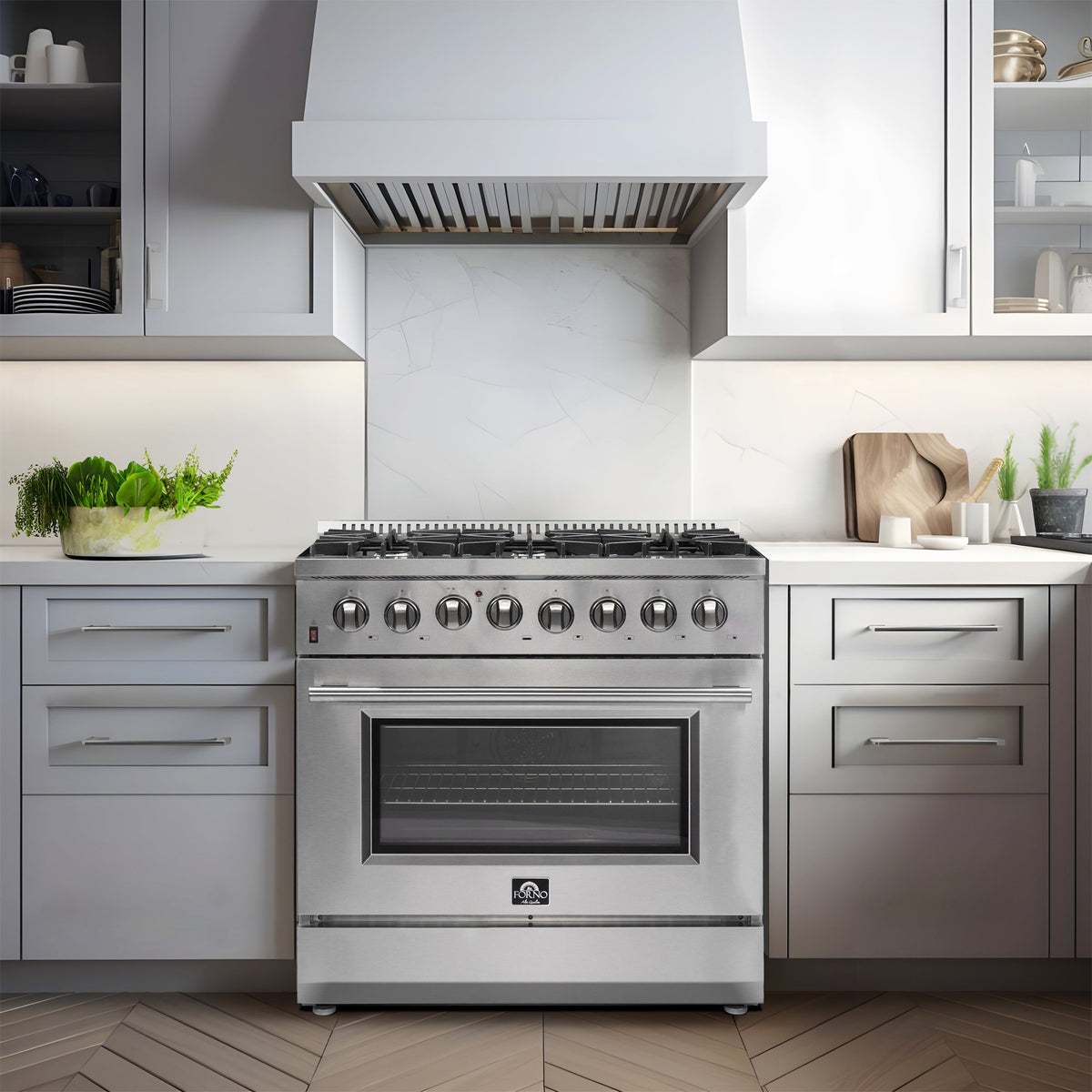 FORNO Galiano 36 in. Dual Fuel Freestanding Range, 5.36 cu. ft. Oven, 6 Sealed Gas Burners, Stainless Steel (Model FFSGS6156-36)
