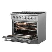 FORNO Galiano 36 in. Dual Fuel Freestanding Range, 5.36 cu. ft. Oven, 6 Sealed Gas Burners, Stainless Steel (Model FFSGS6156-36)