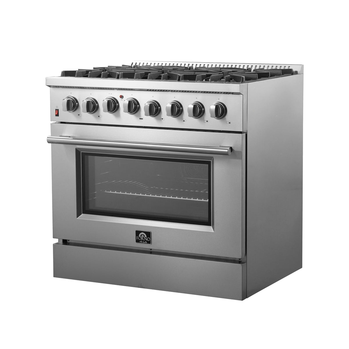 FORNO Galiano 36 in. Dual Fuel Freestanding Range, 5.36 cu. ft. Oven, 6 Sealed Gas Burners, Stainless Steel (Model FFSGS6156-36)