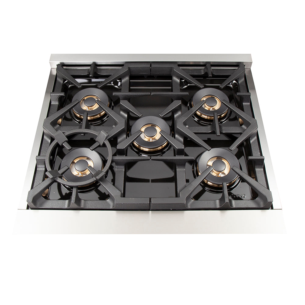 Forno Capriasca 30 in. Freestanding Dual Fuel Range, 4.32 cu. ft. Electric Oven, 5 Gas Burners, Stainless Steel (FFSGS6187-30)
